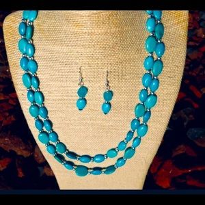 ❤️NEW !  Handcrafted Turquoise Necklace and Earring Set